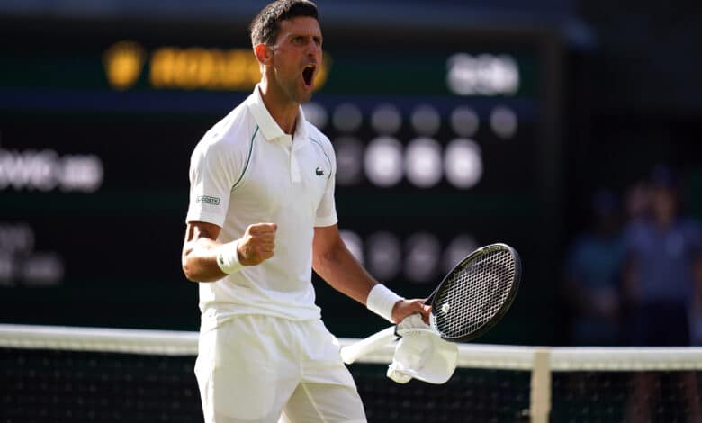Novak Djokovic dressed in all-white at Wimbledon
