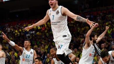 Luka Doncic playing for his home country of Slovenia