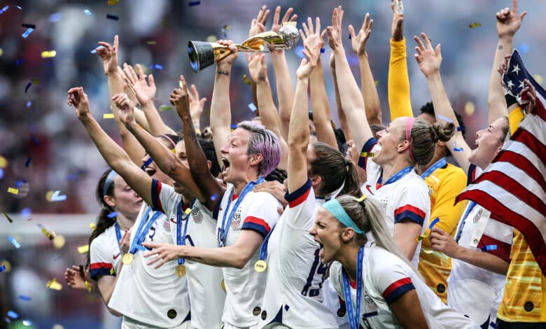 U.S. Women's Soccer Team celebrating its victory.