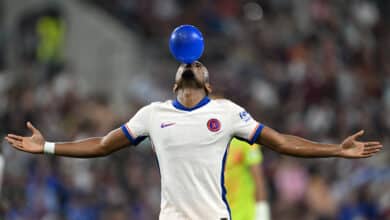 Christopher Nkunku of Chelsea celebrates scoring his team's first goal