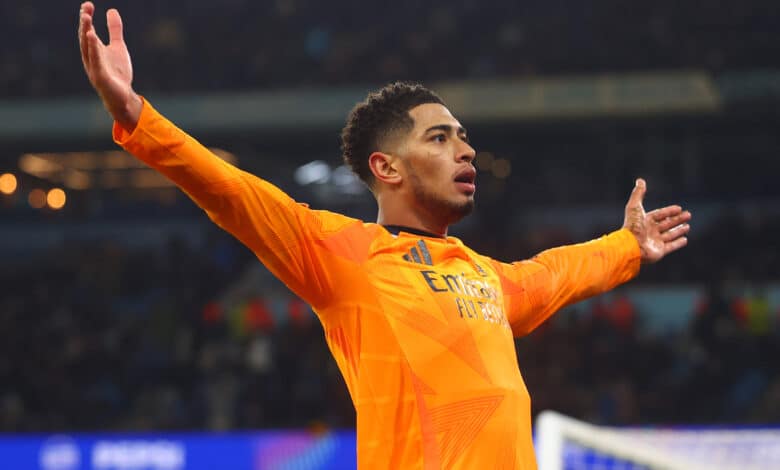 MANCHESTER, ENGLAND - FEBRUARY 11: Jude Bellingham of Real Madrid