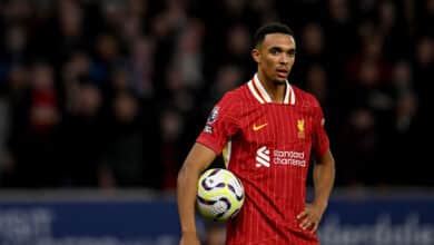 Trent Alexander-Arnold of Liverpool during the Premier League match between Wolverhampton Wanderers FC and Liverpool FC at Molineux on September 28, 2024 in Wolverhampton, England.
