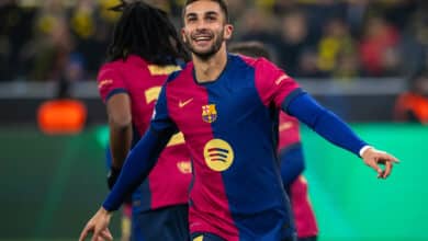 DORTMUND, GERMANY - DECEMBER 11: Ferran Torres of Barcelona celebrates after scoring his team's second goal during the UEFA Champions League 2024/25 League Phase MD6 match between Borussia Dortmund and FC Barcelona at BVB Stadion Dortmund in Dortmund, Germany on December 11, 2024.