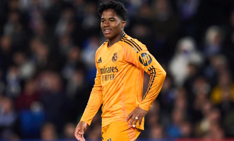 Endrick Felipe of Real Madrid reacts during the Copa del Rey Semi Final match between Real Sociedad and Real Madrid