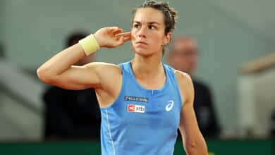 Lois Boisson of France is seen on her way to victory over Mirra Andreeva during their quarter final match on day eleven of the French Open