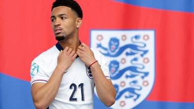 BURTON-UPON-TRENT, ENGLAND - JUNE 06: Ethan Nwaneri of England during media activities at St Georges Park on June 06, 2025 in Burton-upon-Trent, England.