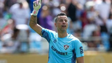 CHARLOTTE, NORTH CAROLINA - JUNE 30: Fábio #1 of Fluminense FC reacts after a goal during the first half of the FIFA Club World Cup 2025 round of 16 match between FC Internazionale Milano and Fluminense FC at Bank of America Stadium on June 30, 2025 in Charlotte, North Carolina.