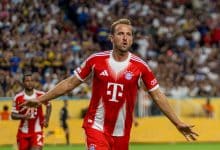 MIAMI GARDENS, FLORIDA - JUNE 20: Harry Kane #9 of Bayern Munich celebrates goal the FIFA Club World Cup 2025 group C match between FC Bayern Munich and CA Boca Juniors at Hard Rock Stadium on June 20, 2025 in Miami Gardens, Florida.